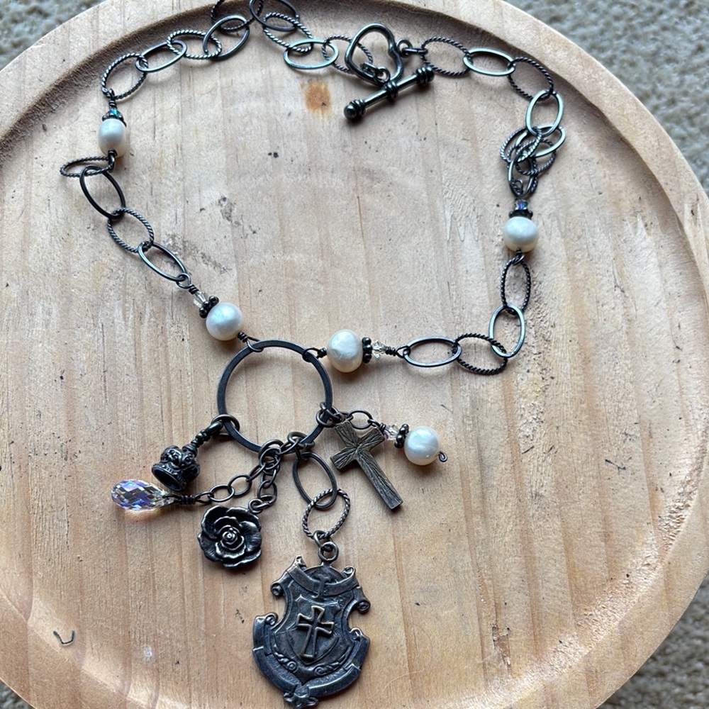 Brighton Elegant Silver Charm Bracelet with Pearls